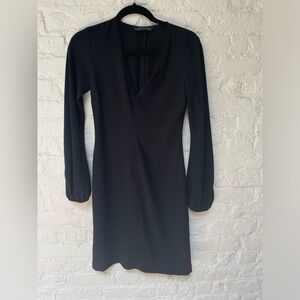 Zara black dress with Chrystal button v neck